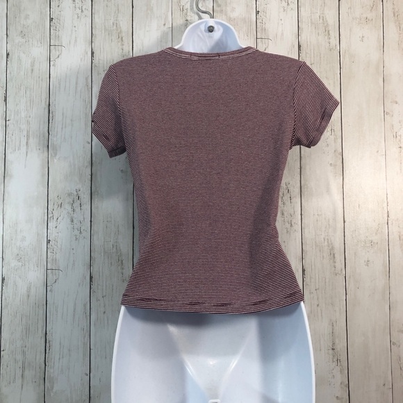 Brandy Melville Maroon Strip Stretchy Top OS - Picture 3 of 7